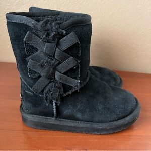 Koolaburra by Ugg Toddler Girl Sz 11 Victoria Suede Leather Boots Black 1090330